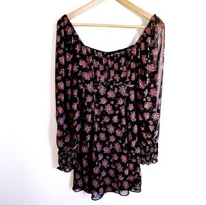 LILYFUL Pink Floral Long Sleeve Mini Dress NWT